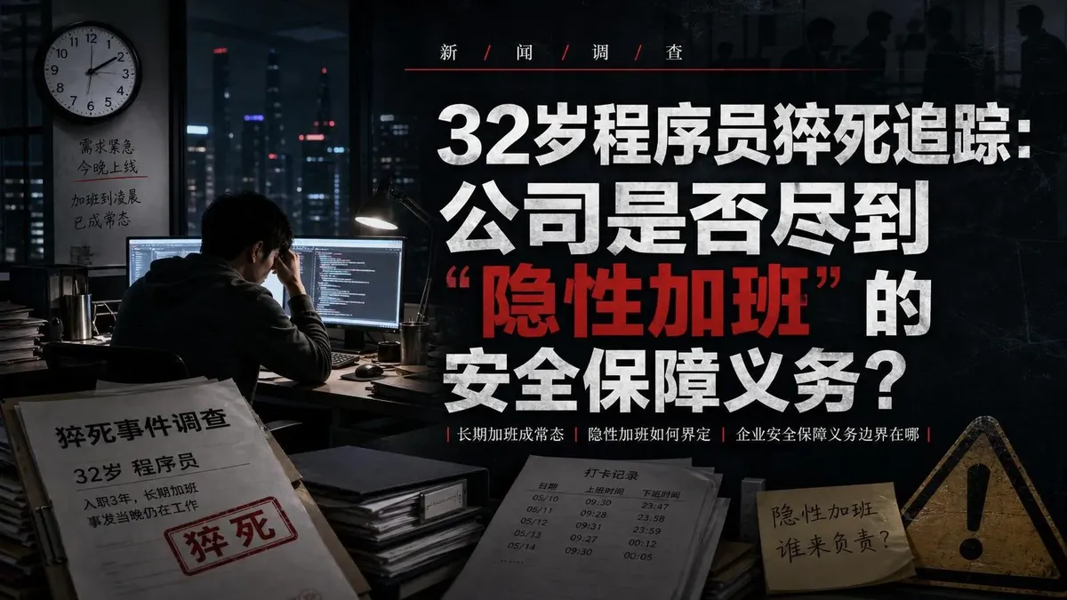 32岁程序员猝死追踪:公司是否尽到