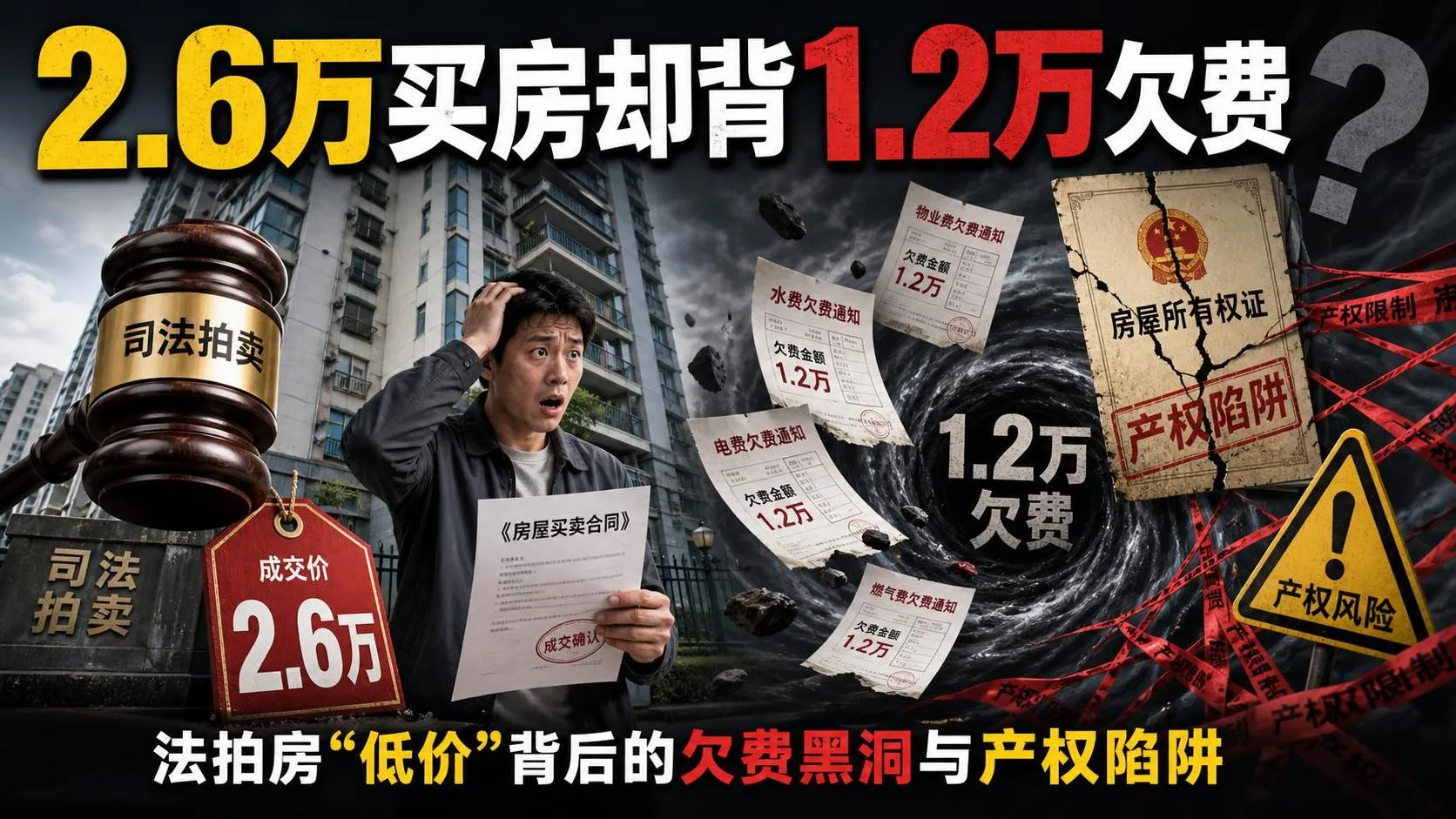 2.6万买房却背1.2万欠费!法拍房低价背后的欠费陷阱与公寓产权成本 广州法拍房律师.jfif 2.6万买房却背1.2万欠费!法拍房低价背后的欠费陷阱与公寓产权成本 广州法拍房律师.jfif