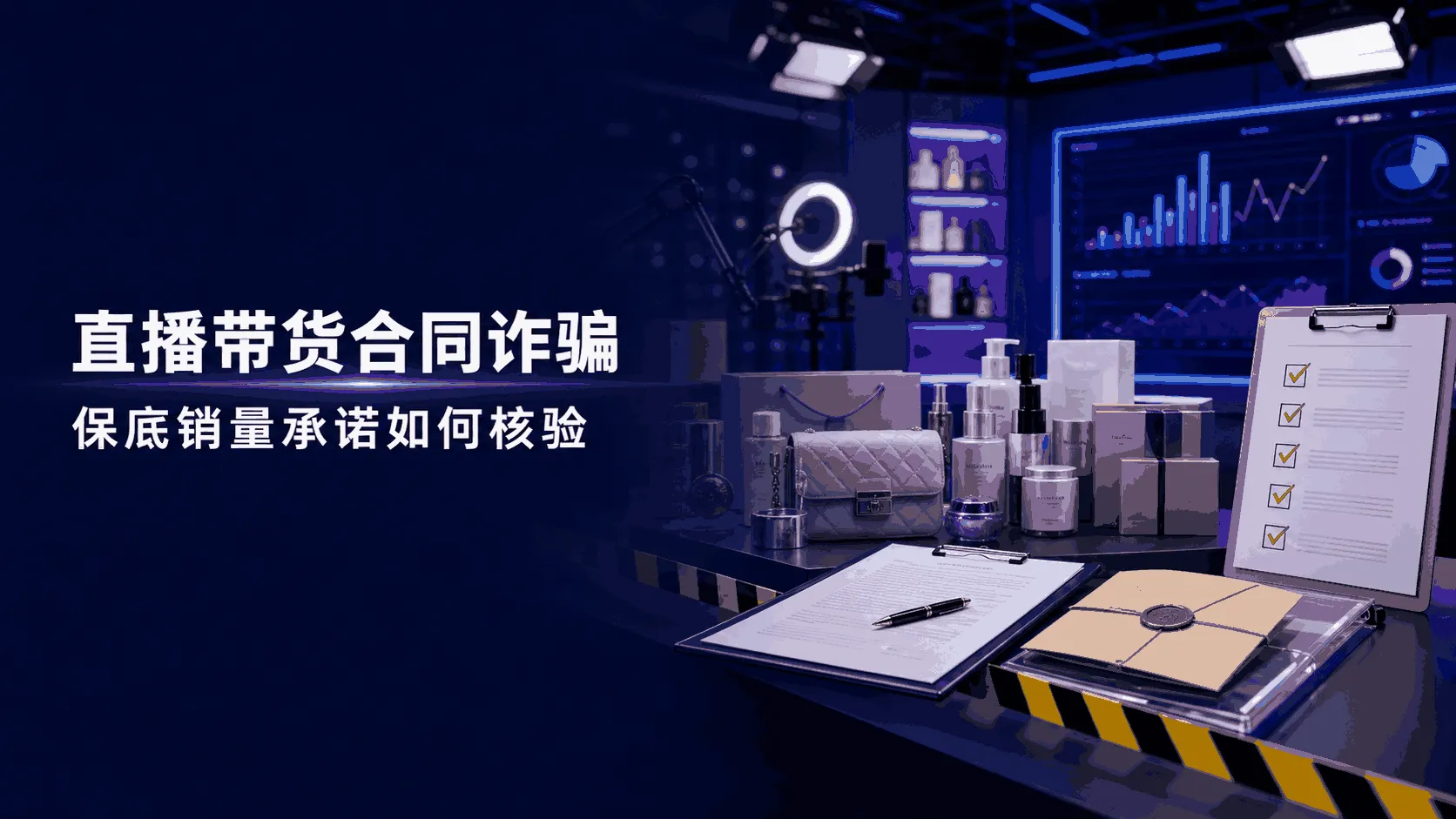 直播带货合同、保底销量承诺、商户保证金与合同诈骗风险核查场景插图
