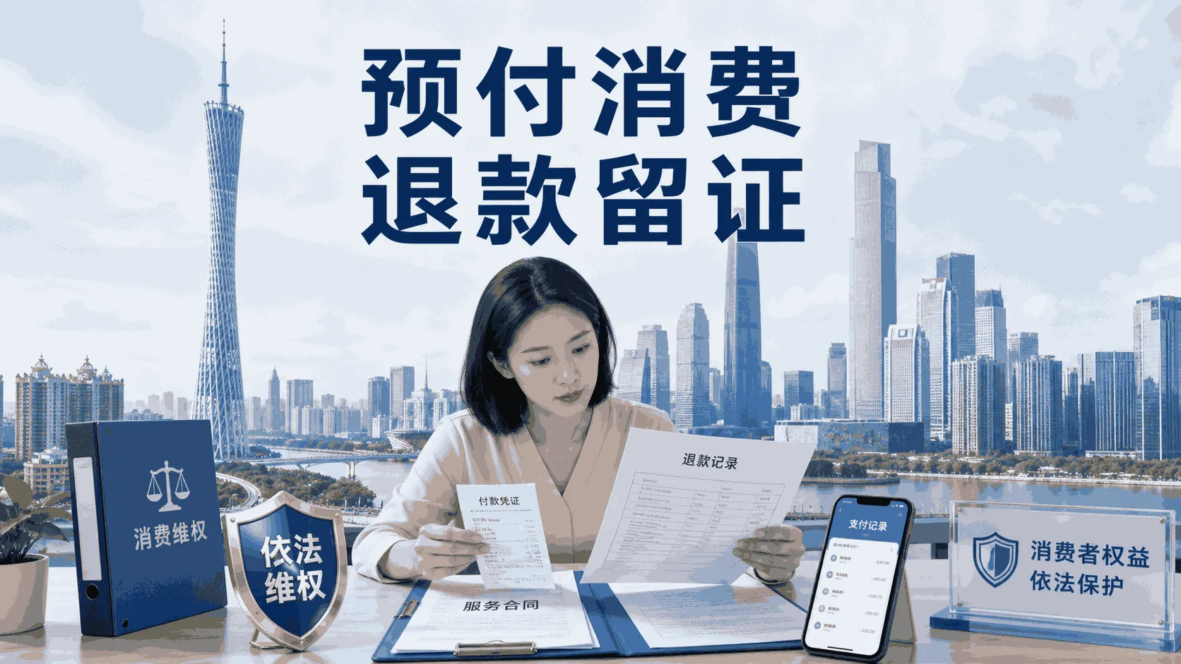 消费者核对预付消费合同、付款凭证与退款沟通记录
